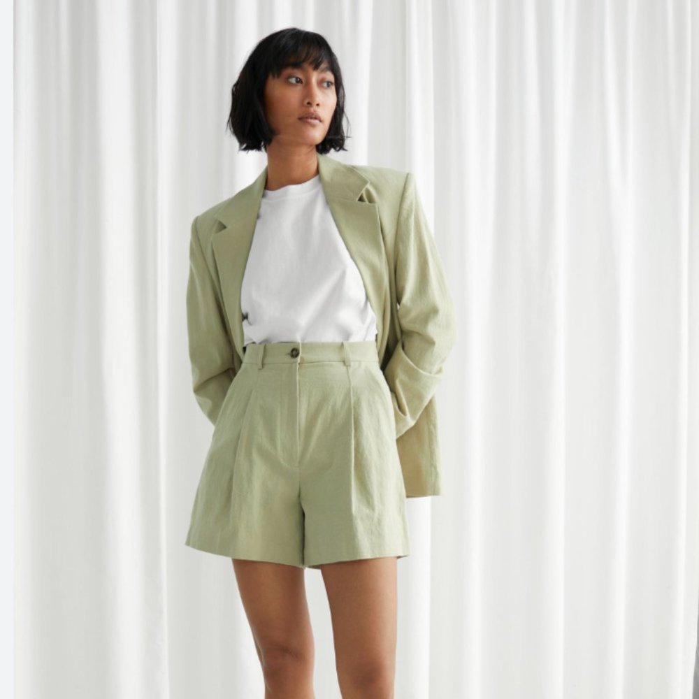 & Other Stories Blazer and High Waisted Linen Blend Shorts